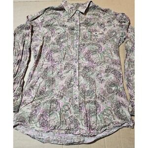 Rock 47 Wrangler Western Shirt Camo & Pink Snap-Up‎ Women Size Large 100% Cotton